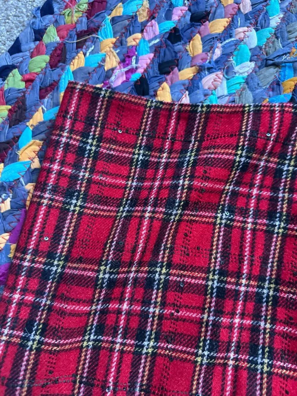 Talbots Red Tartan Plaid Skirt W/ Sequins Womens Size 14 Academia Holiday Preppy